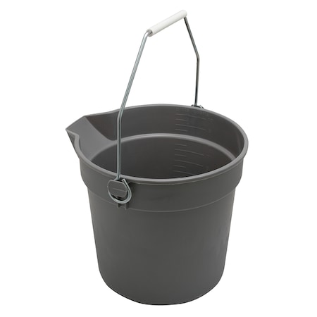 Prime-Line Bucket with Handle and Spout, 10 Quart, Plastic, Gray, Rugged, Heavy Single Pack MP46750